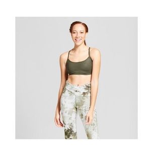 Women’s Strappy Back Shine Bra - Deep Olive